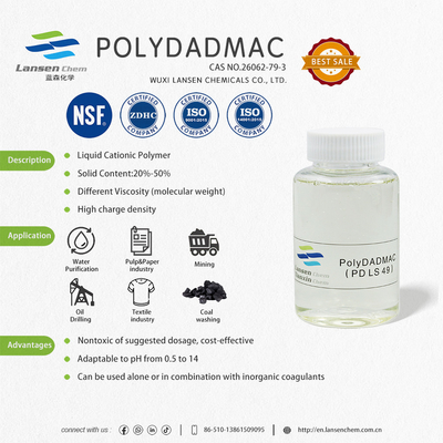 Tipo liquido Agente di trattamento dell'acqua potabile Polydadmac Coagulante Ampio spettro di applicabilità Non tossico Eco-friendly Sicuro