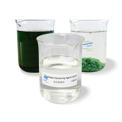 Agente di decolorazione dell'acqua PoliDCD dicyandiamide formaldeide resina quaternaria ammonio cationico copolomero eccellente efficienza nella decolorazione, incocculazione e rimozione di COD